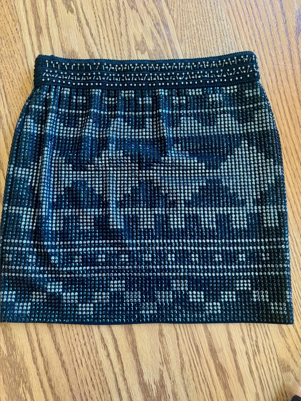 Willow & Clay Size S Beaded Black Sequin Mini Skirt